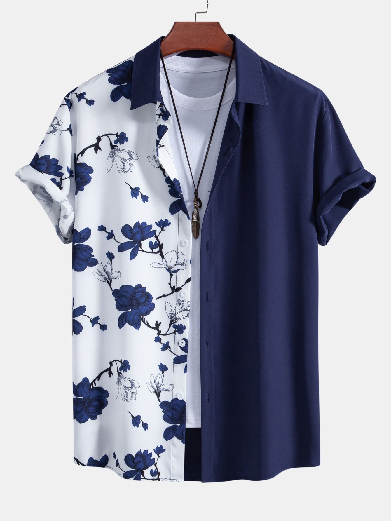 Floral Patchwork Print Button Up Shirt — North Row | Front View