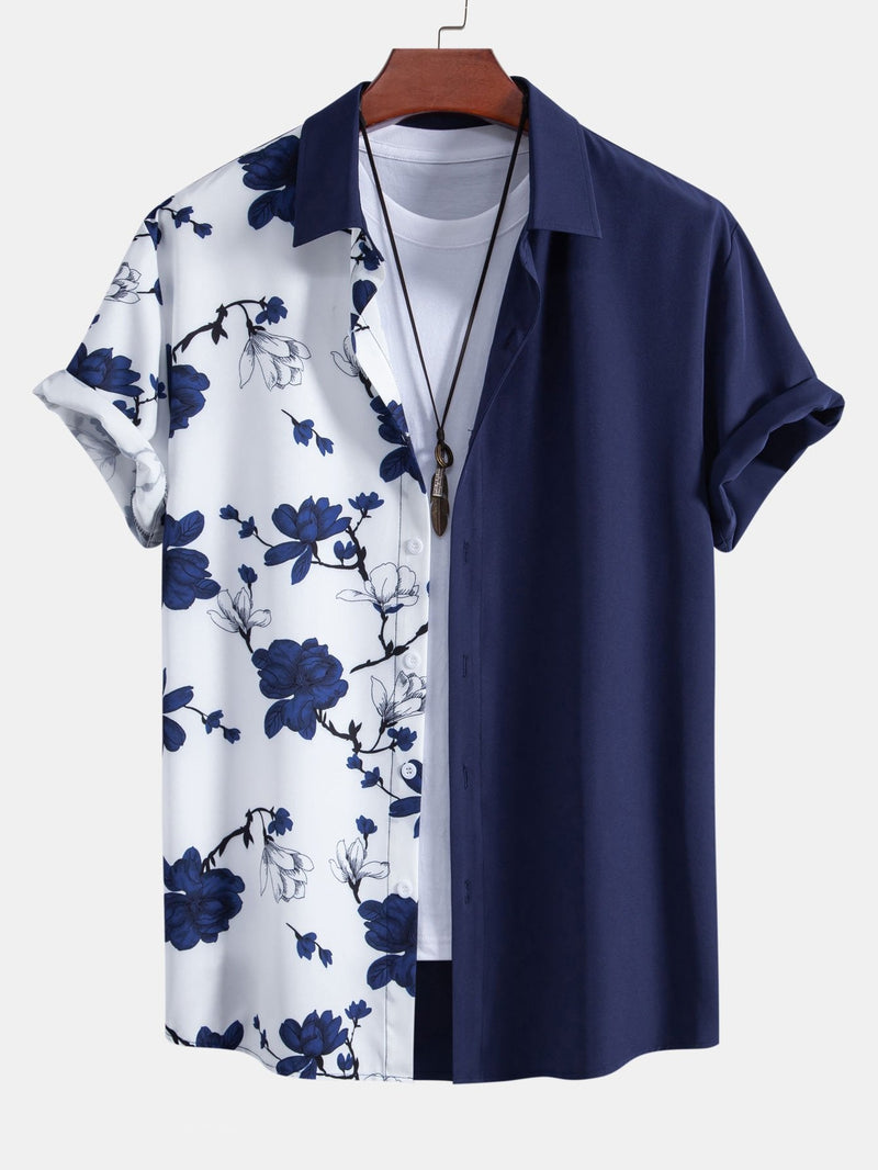 Floral Patchwork Print Button Up Shirt — North Row | Front View
