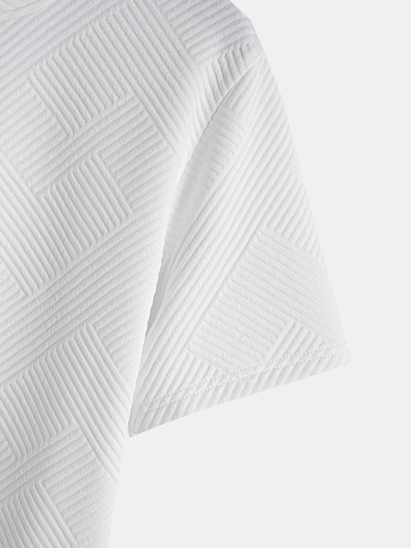 Short Sleeve Stripe Jacquard Arc Hem T-Shirt — North Row | Full Length