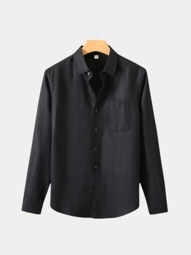 Long Sleeve Essential Linen Shirt — North Row | Texture Detail