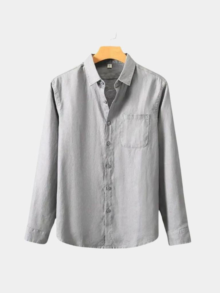 Long Sleeve Essential Linen Shirt — North Row | Flat Lay