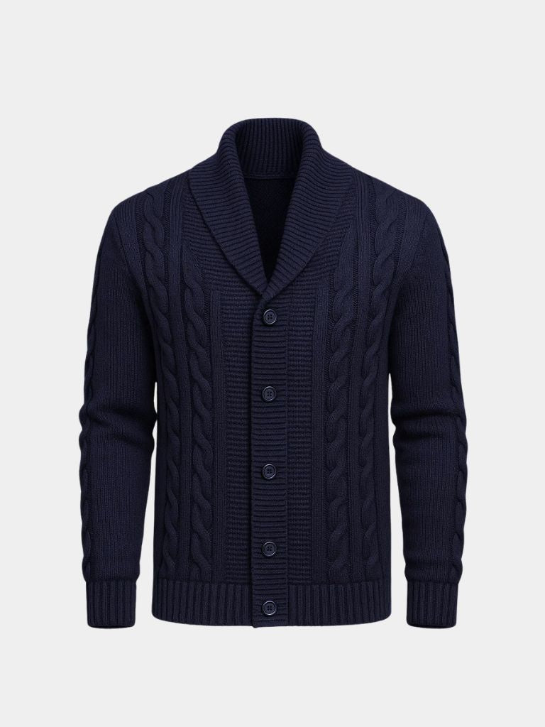 Men's Elegant Knit Cardigan — North Row | Close-Up