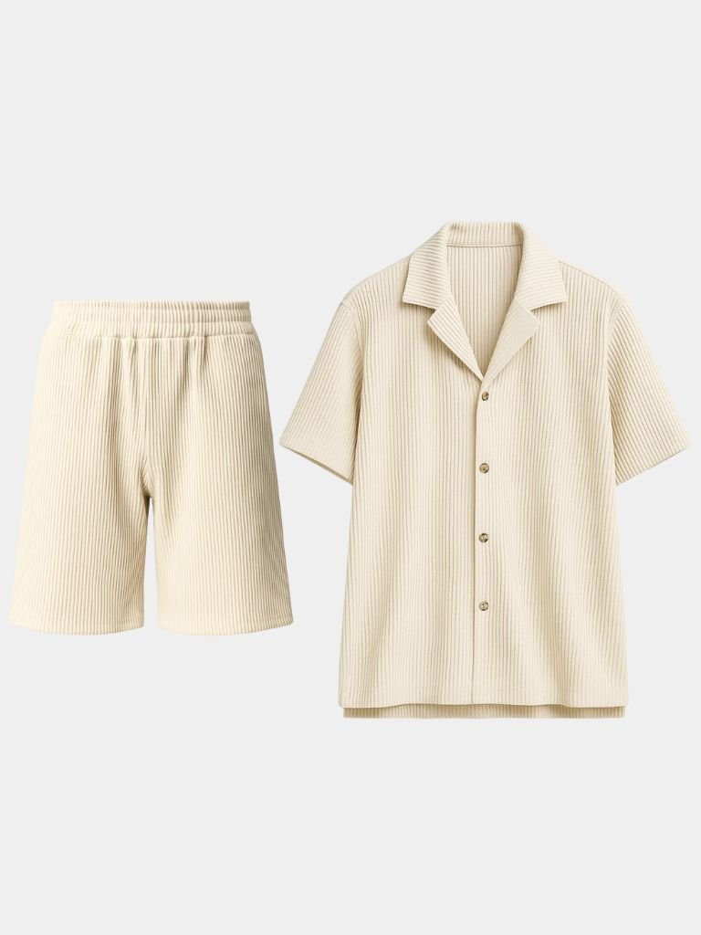 Minimalist Corduroy Set Shorts and Shirt — North Row | Front View