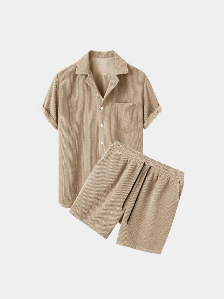 Summer Corduroy Set Shorts and Shirt — North Row | Front View