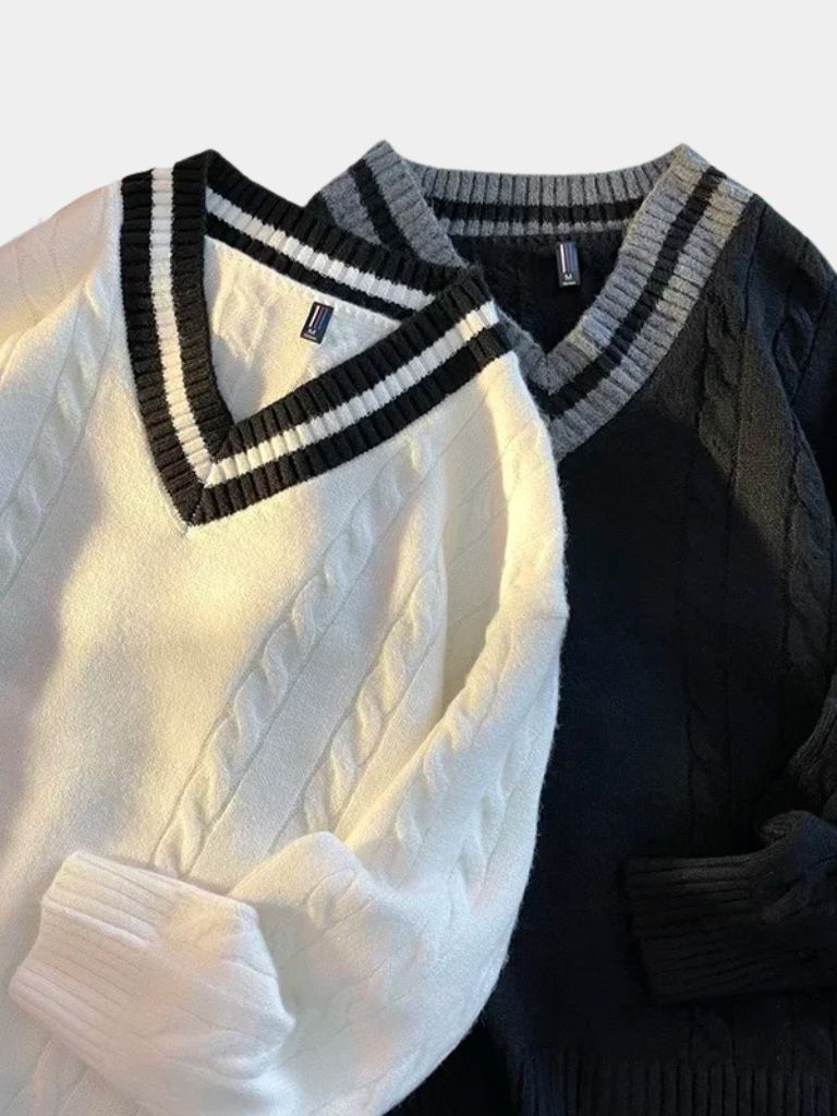 Minimalist V-Neck Sweater — North Row | Close-Up