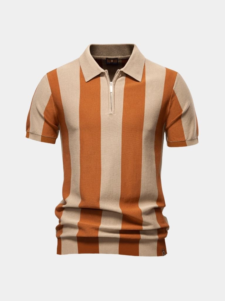 Navy Stripe Polo — North Row | Collar Detail