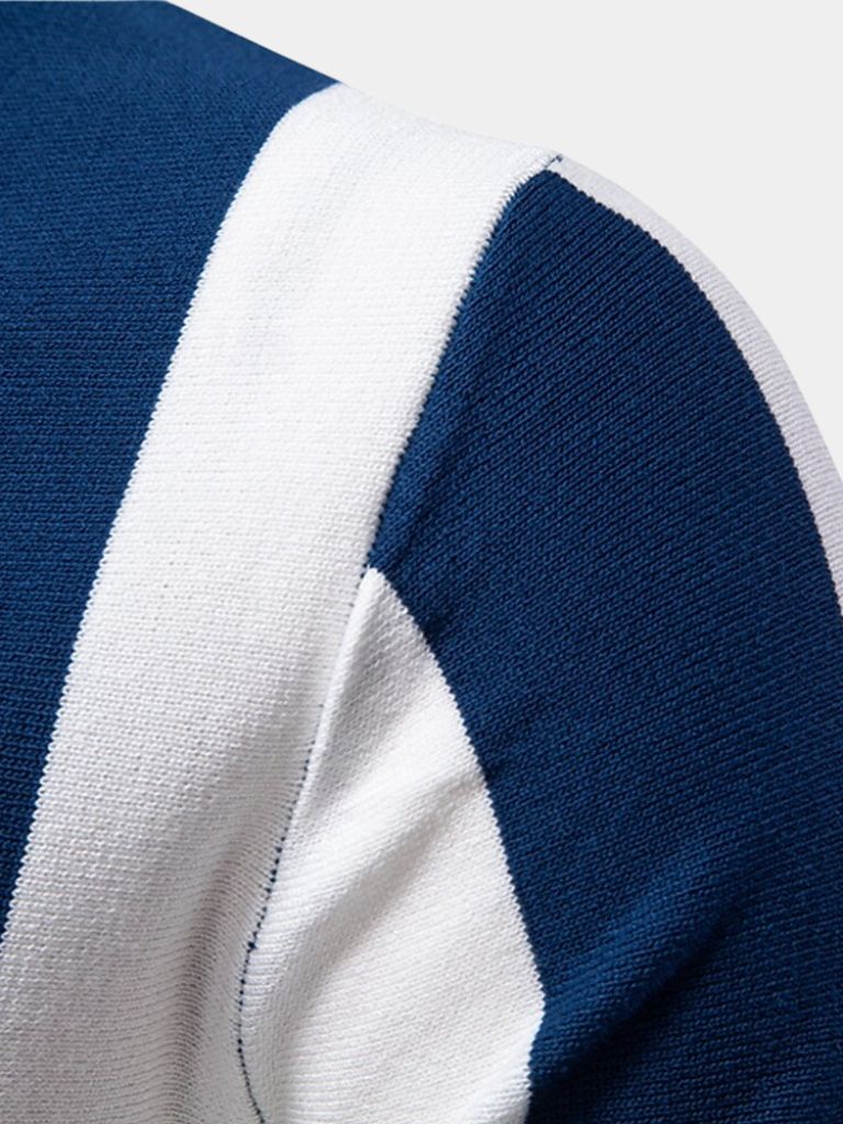 Navy Stripe Polo — North Row | Close-Up