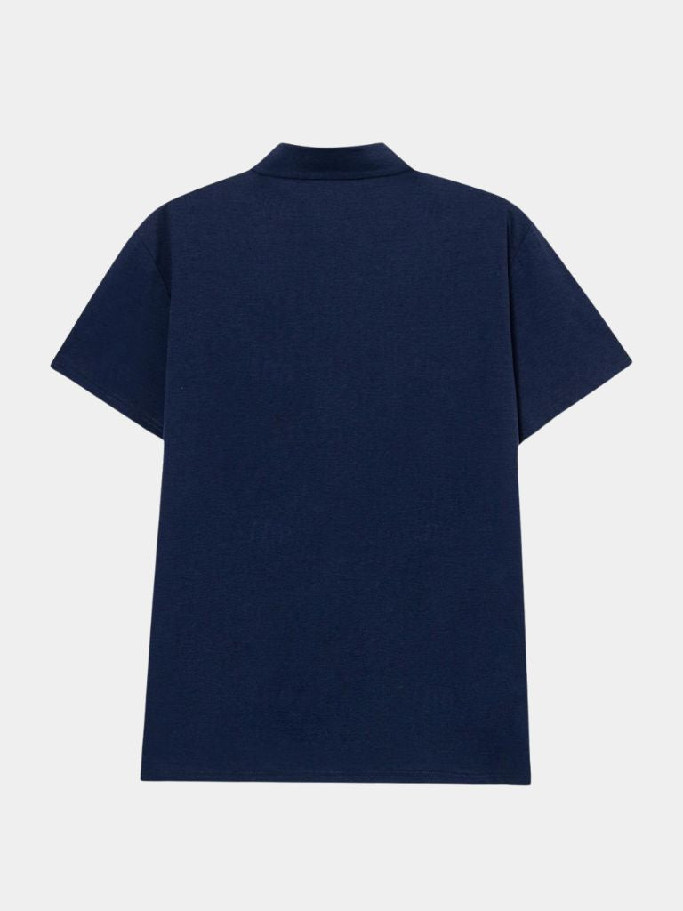 Navy Windsor Polo — North Row | Flat Lay
