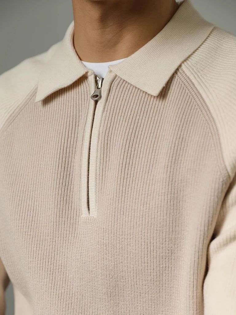 Raglan Quarter Zip Sweater — North Row | Close-Up