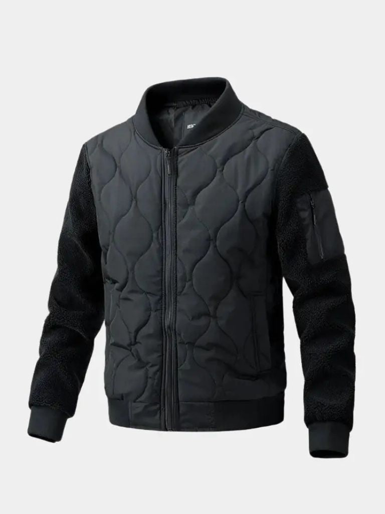 Sherpa Sleeves Padded Bomber Jacket — North Row | Front View
