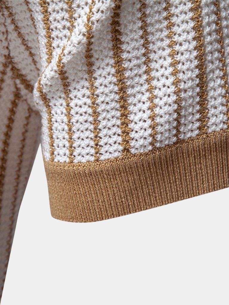 Striped Knit Polo Shirt — North Row | Flat Lay