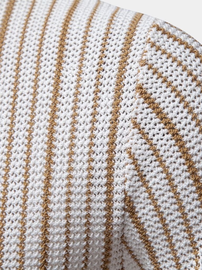Striped Knit Polo Shirt — North Row | Close-Up