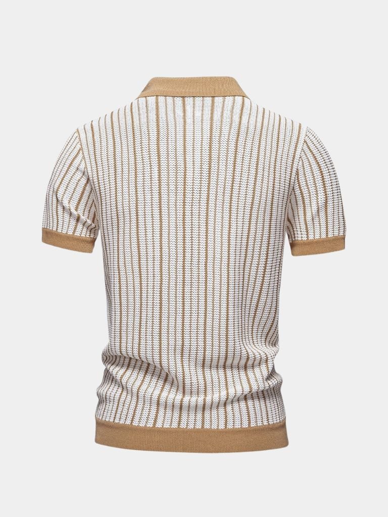 Striped Knit Polo Shirt — North Row | Texture Detail