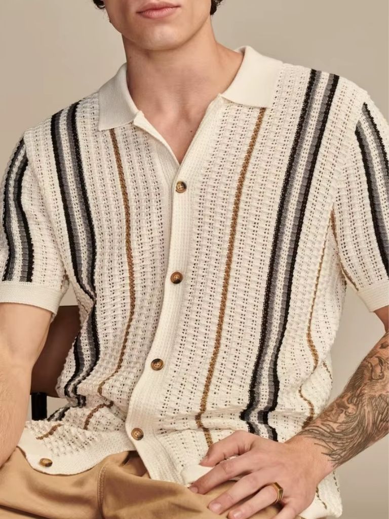 Sunset Groove Polo — North Row | Flat Lay