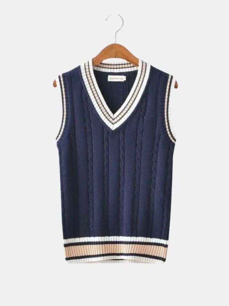 V Neck Elegant Knit Vest — North Row | Side View