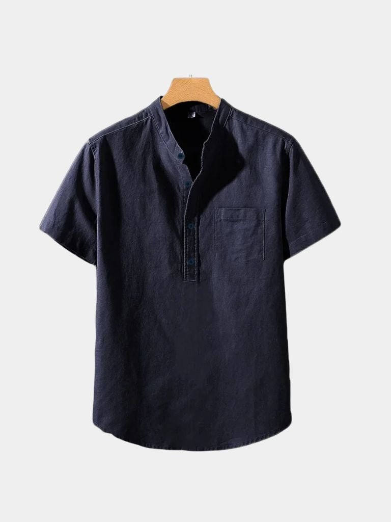 White Wellspring Linen T-Shirt — North Row | Collar Detail