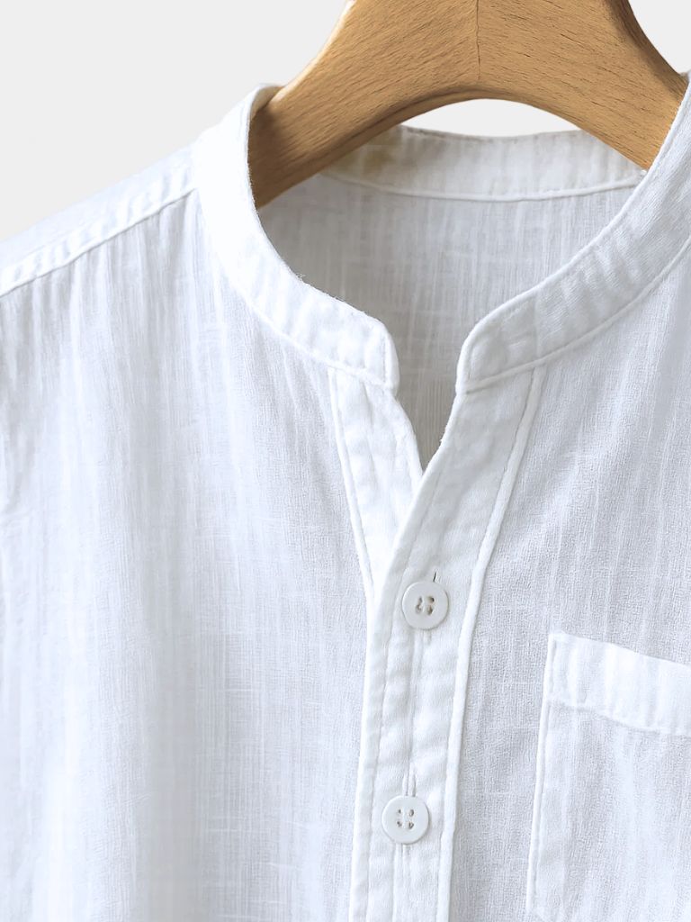 White Wellspring Linen T-Shirt — North Row | Close-Up