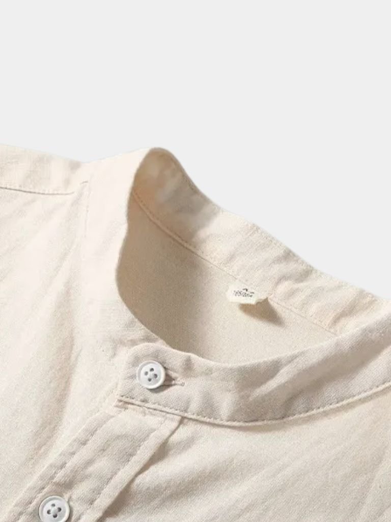 White Wellspring Linen T-Shirt — North Row | Detail View
