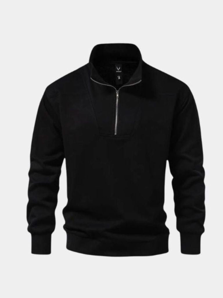 Zip Black Lapel Sports Sweatshirt — North Row | Side View